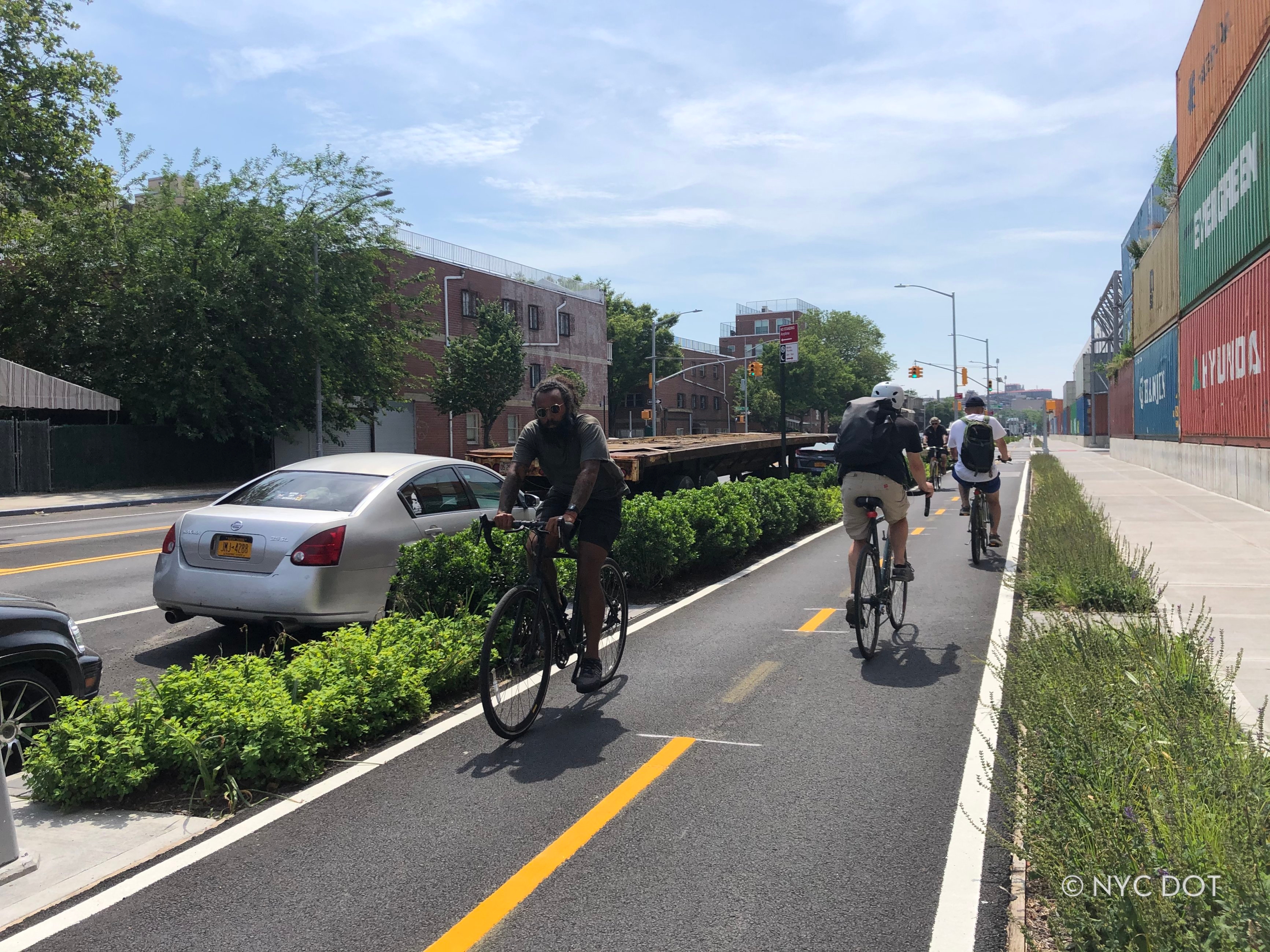 cyclist riding in bike lane