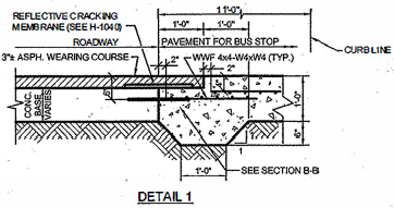 Detail section of a steel faced concrete curb